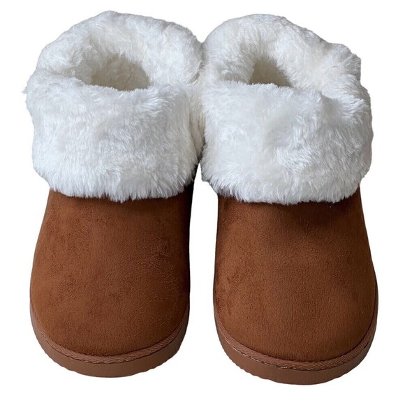 New Kohl's SO Women's Faux-Fur Winter Boots Brown White Trim Size Large (8/9) - Picture 1 of 7